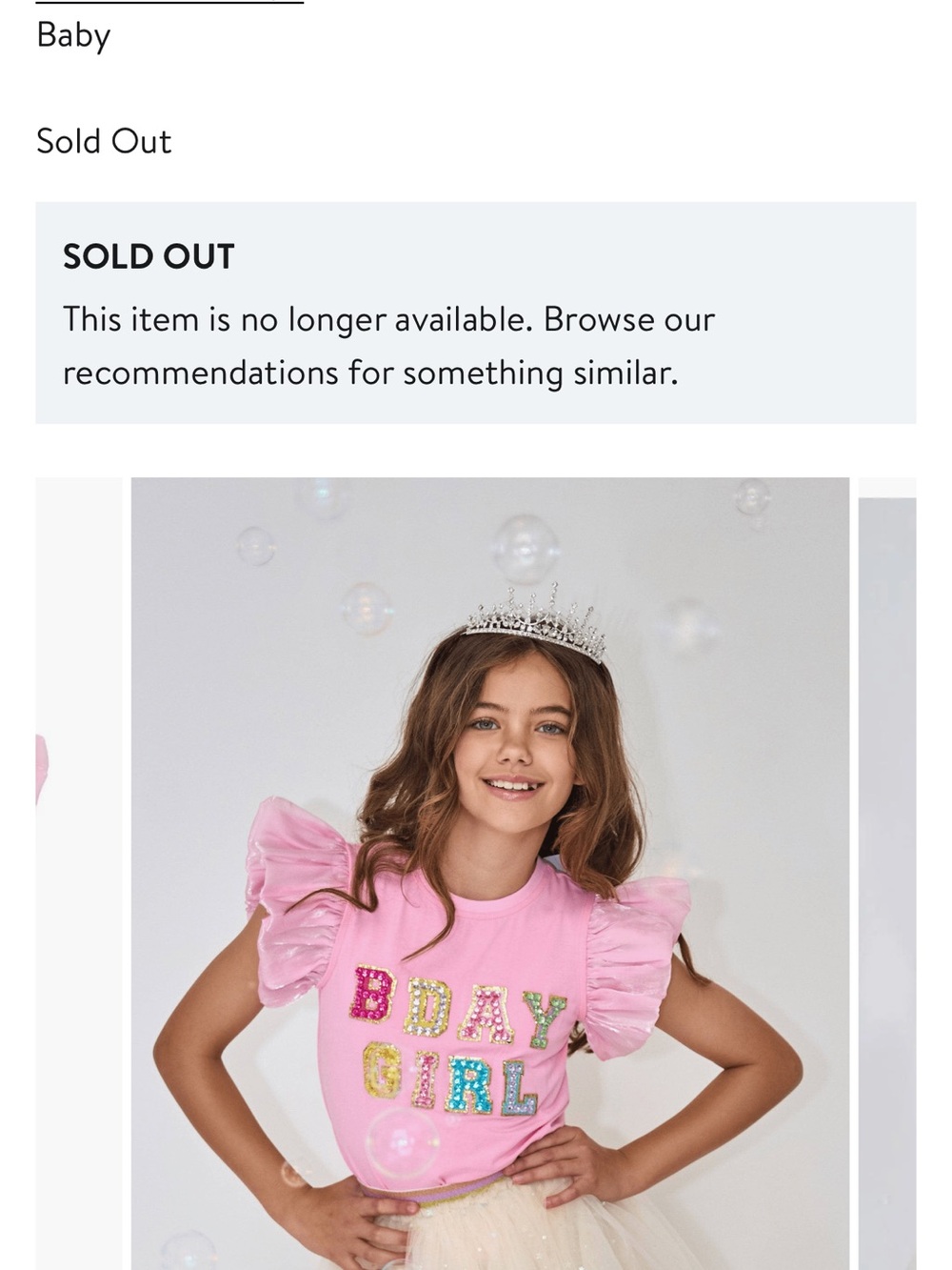 LOLA + The Boys Pink Sequin 'B'DAY GIRL' Gem Tee with Ruffle Sleeves